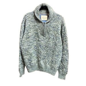 Weatherproof Vintage Gray & Olive Tweed 1/4,Zip Sweater Size Medium